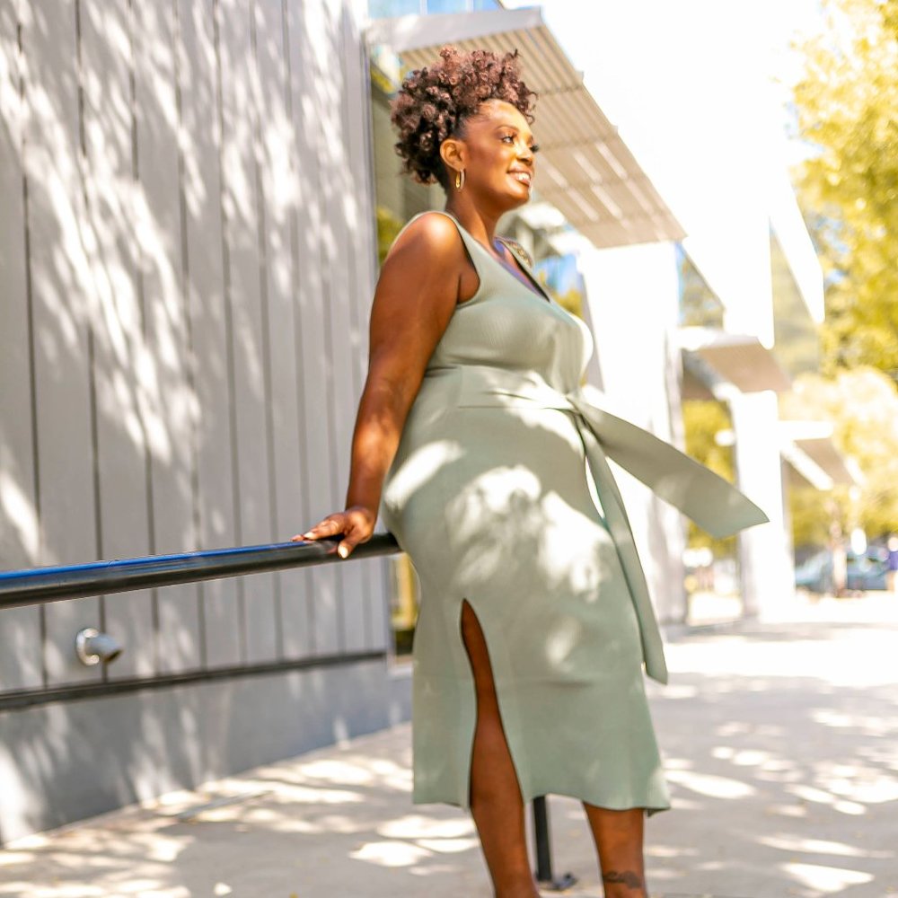 Forever 21 Knit Wrap Dress in Sage